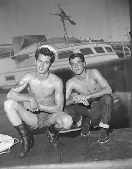 Tattoo Prints: Two Young Shirtless Mariners c.1956