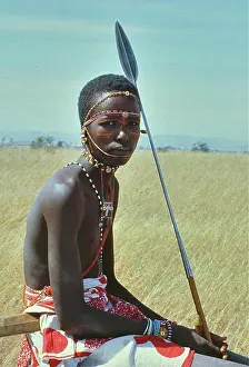 Warrior Prints: Young warrior ( Moran) of the Samburu tribe, Kenya, Africa. 1981