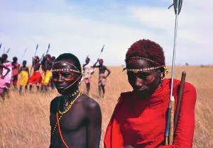 Samburu Prints: Young warriors (the Moran) of the Samburu tribe, Kenya, Africa. 1981