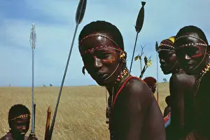 Samburu Prints: Young warriors (the Moran) of the Samburu tribe, Kenya, Africa. 1981