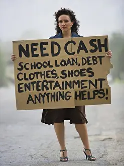 Businesswomen Prints: Young woman holding a help-needed sign