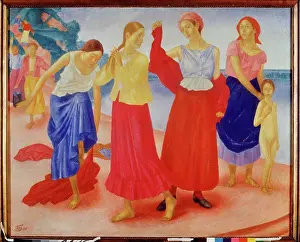 Art Nouveau Prints: Young Women on the Volga by Petrov-Vodkin