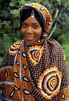 East Africa Prints: A young Zanzibari woman wearing the traditional