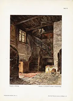 Druck Prints: Zeidler Georg (1860-1915), Hausflur