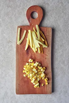 Vegetables Prints: Zucchini cut into batons and cut into small cubes
