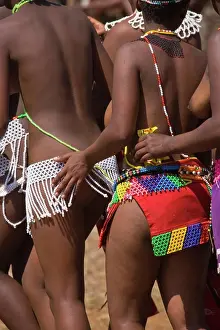 Ceremony Prints: Zulu girls in traditional dress at the Zulu Reed Dance