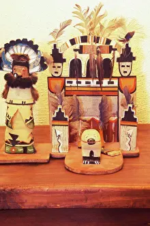Artisan Prints: Zuni Pueblo Indian altar piece with shalako figure